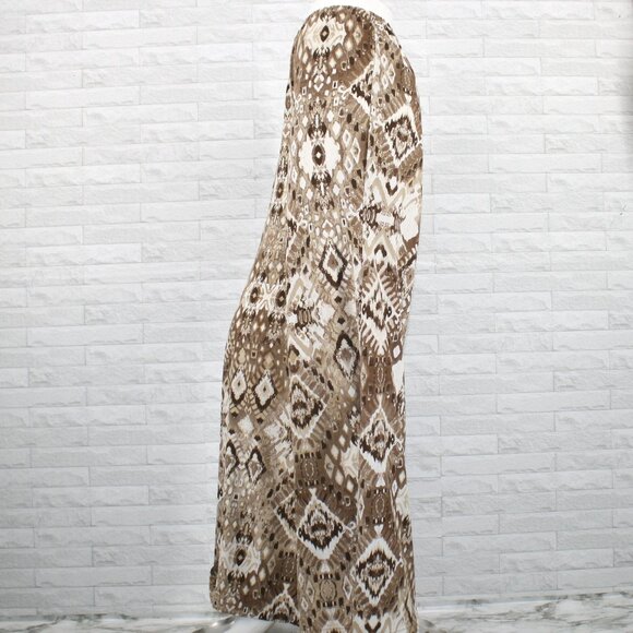NEW DIRECTIONS Pants Palazzo Wide Leg Abstract Animal Print Geo Aztec Tan Medium - Picture 2 of 12